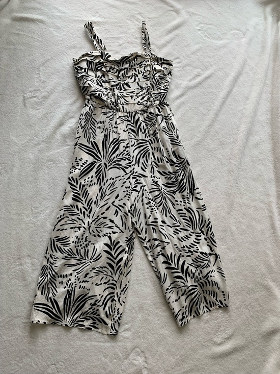 Luxology Pants - Luxology Black & White Printed Strap Jumpsuit